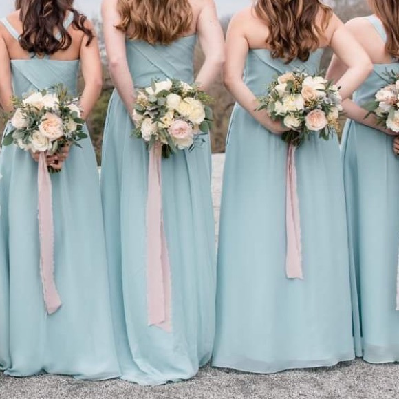 Weddington Way Size 4 Strapless Blue Flowy Bridesmaid Dress - Picture 6 of 8